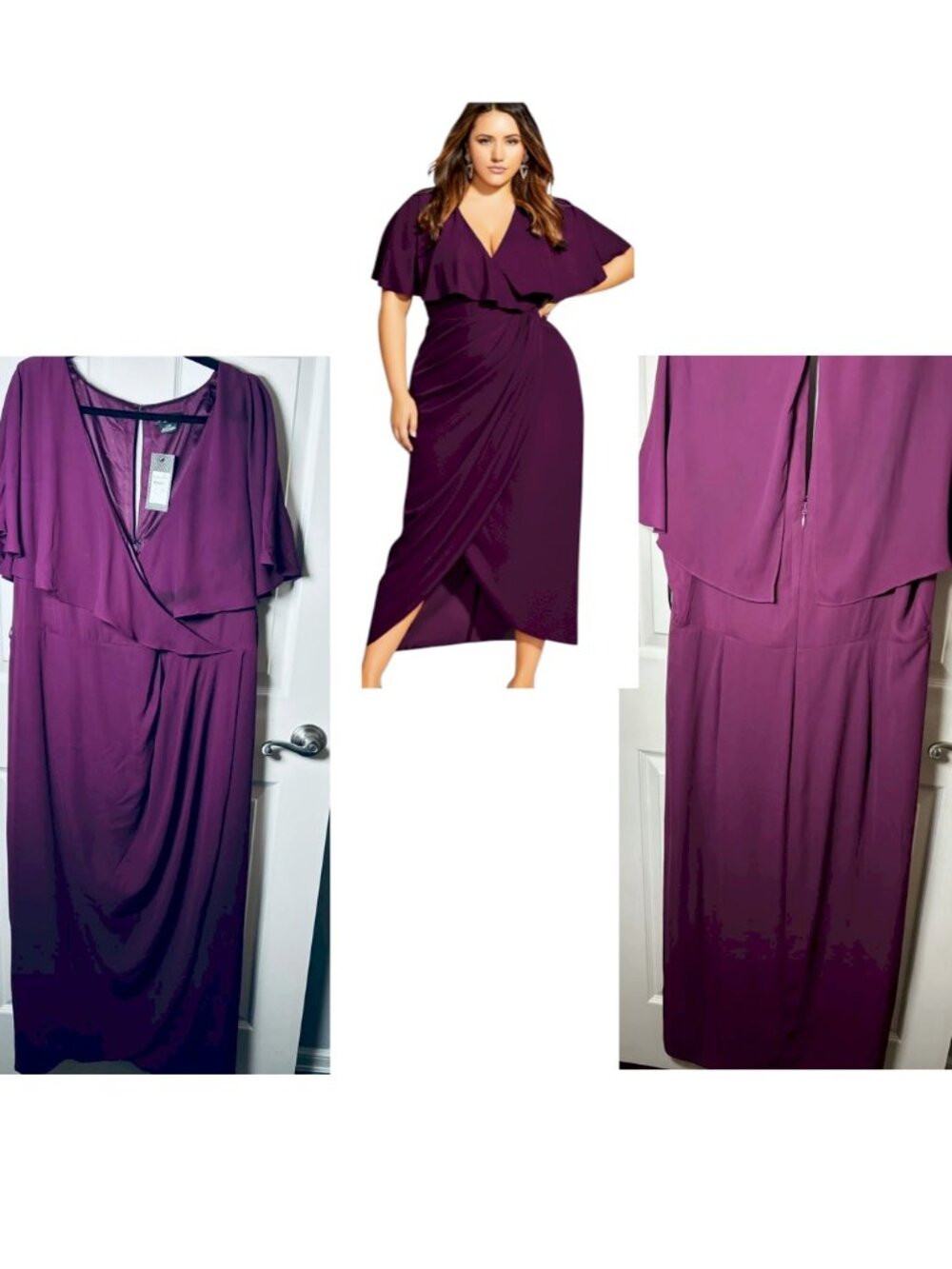 City Chic Enchant Cape Sleeve Maxi Dress no belt size 20 New with tags